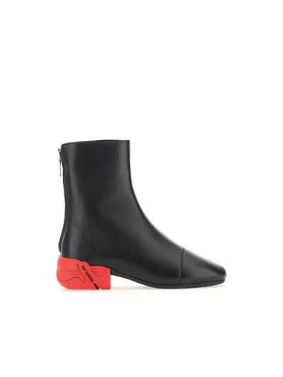 Raf Simons Black Solaris-high Leather Boots In Black Red