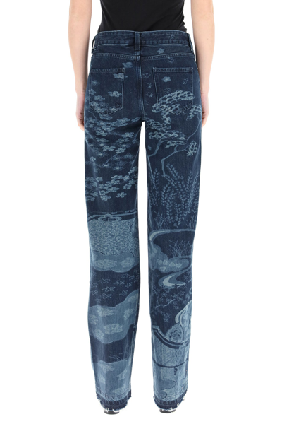 Shop Red Valentino All-over Printed Jeans In Blue