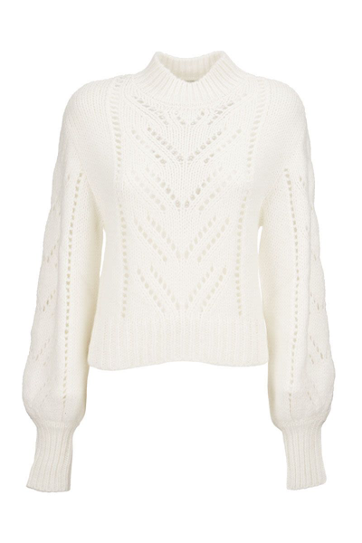 Shop Red Valentino Mohair Blend Sweater In White