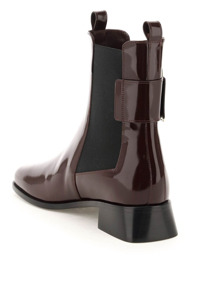 Shop Roger Vivier Tres Vivier Leather Chelsea Boots In Red