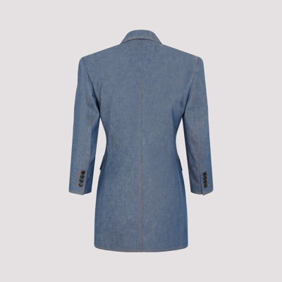 Shop Saint Laurent Cotton Blazer Dress In Blue