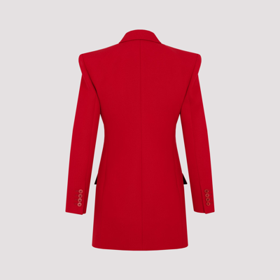Shop Saint Laurent Wool Blazer Dress In Red