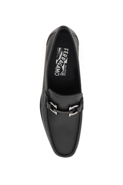 Shop Ferragamo Salvatore  Grandioso Gancini Loafers In Black