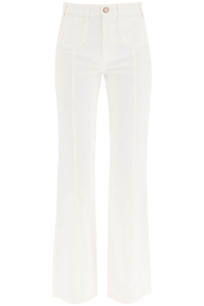 Shop See By Chloé See By Chloe Embroidered Jeans In White