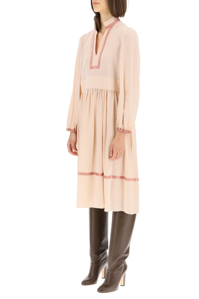 Shop See By Chloé See By Chloe Silk Midi Dress In Pink