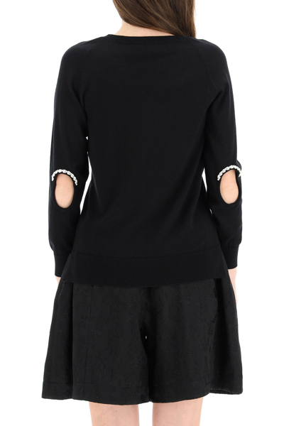 Shop Simone Rocha Sweater With Cut-out Elbows In Black
