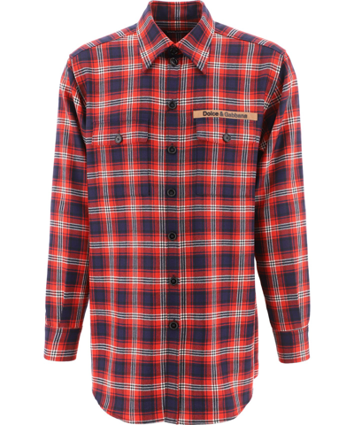 Shop Dolce & Gabbana Tartan Flannel Shirt In Red