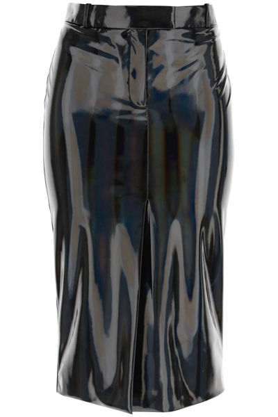 Shop Attico The  Iridescent Midi Skirt In Black