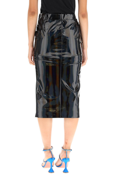 Shop Attico The  Iridescent Midi Skirt In Black