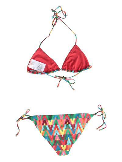 Valentino Archive Logo Print Bikini Set In Multicolour