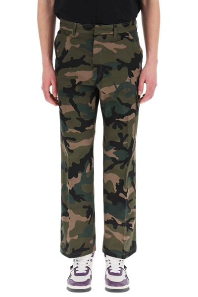 Shop Valentino Camouflage Trousers In Mixed Colours