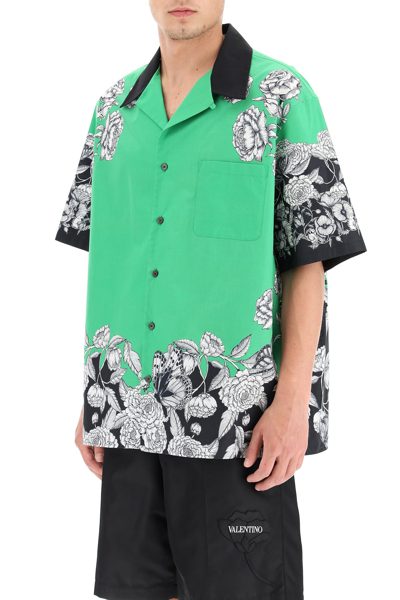 Shop Valentino Dark Blooming Print Short-sleeved Shirt In Mixed Colours