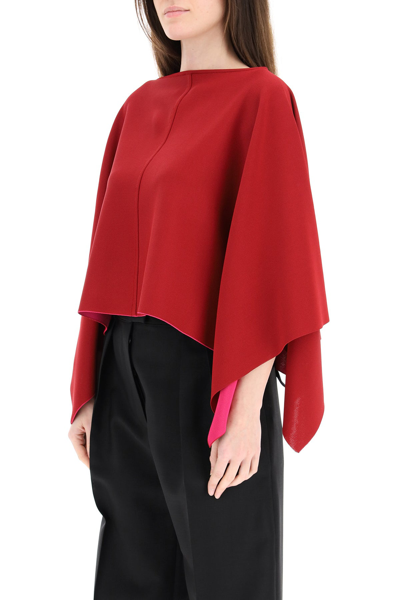 Shop Valentino Double Asymmetric Poncho In Mixed Colours