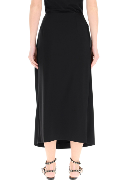 Shop Valentino Draped Midi Skirt In Black