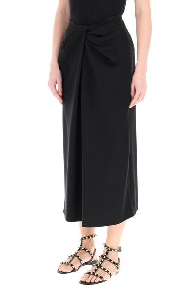 Shop Valentino Draped Midi Skirt In Black