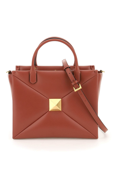 Shop Valentino Garavani Nappa Leather One Stud Medium Shopping Bag In Mixed Colours