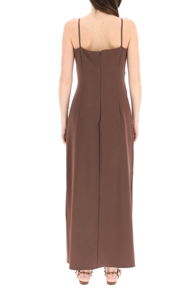 Shop Valentino Long Cady Dress In Brown