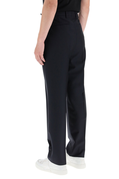 Shop Valentino Wool And Mohair Formal Trousers In Blue