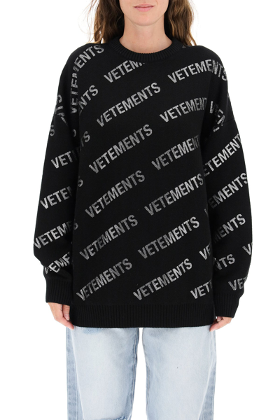 Shop Vetements Monogram Silver Lurex Sweater In Mixed Colours