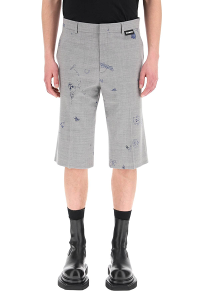 Shop Vetements Scribbled Wool Shorts In Mixed Colours