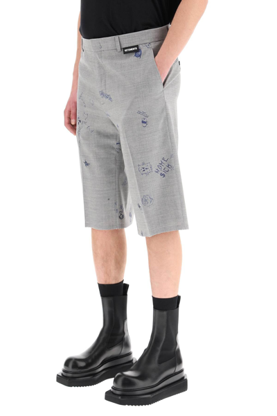 Shop Vetements Scribbled Wool Shorts In Mixed Colours