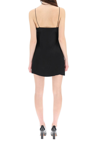 Vetements Logo-print Spaghetti-strap Dress In Black