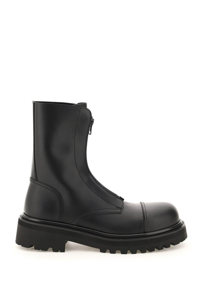 Shop Vetements Zip-up Police Combat Boots In Black