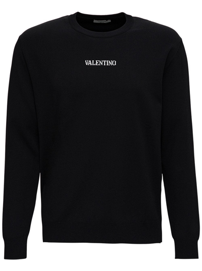 Shop Valentino Viscose Sweater With Logo In Black