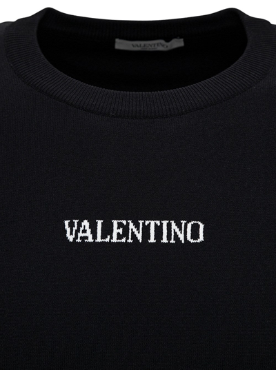 Shop Valentino Viscose Sweater With Logo In Black
