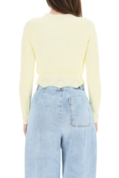 Shop Wandering Scalloped Sweater In Yellow