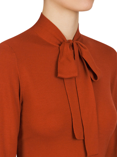 Shop Dolce & Gabbana Wool Sweater With Bow In Orange