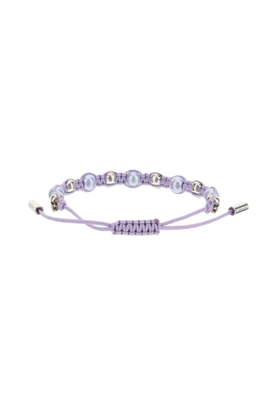 Shop Alexander Mcqueen Skull And Pearl Friendship Bracelet In Purple