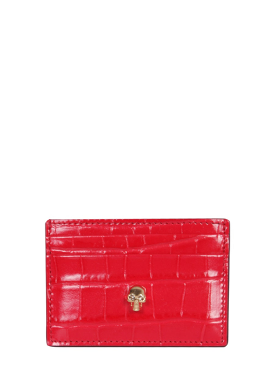 Shop Alexander Mcqueen Card Holder With Skull In Red