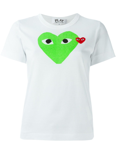 Shop Comme Des Garçons Play T-shirt Heart Clothing In Green
