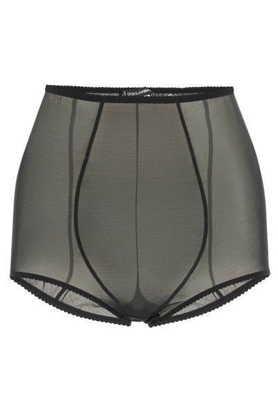 Shop Dolce & Gabbana High Waisted Tulle Panties In Black