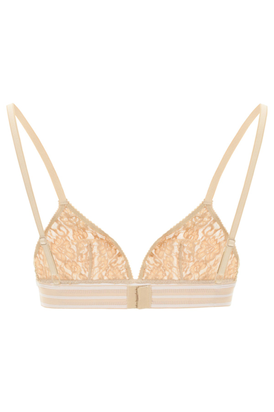 Shop Dolce & Gabbana Lace Triangle Bra In Beige