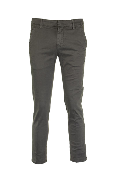 Shop Dondup Alfredo - Cotton Slim-fit Trousers In Smoke Grey