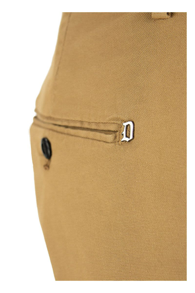 Shop Dondup Alfredo - Cotton Slim-fit Trousers In Tobacco