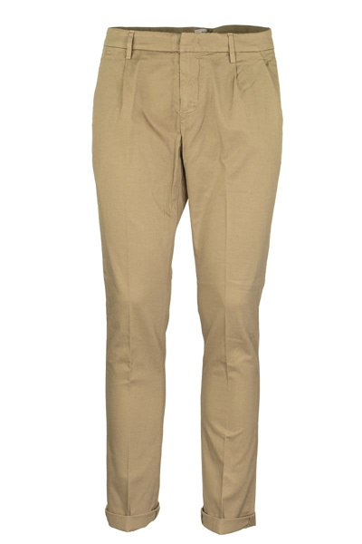 Shop Dondup Gaubert - Stretch Cotton And Linen Pants Trousers In Rope