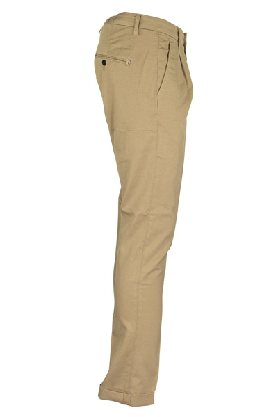 Shop Dondup Gaubert - Stretch Cotton And Linen Pants Trousers In Rope
