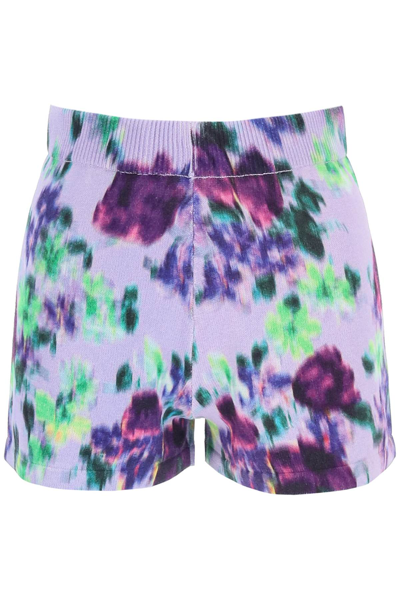 Shop Kenzo Knit Shorts With Blurred Flowers In Mixed Colours