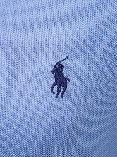 Shop Polo Ralph Lauren Ligh Blue Cotton Polo Shirt With Logo