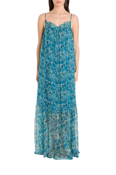Shop Leonie Long Chiffon Dress In Light Blue