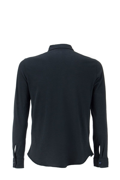 Shop Majestic Filatures Deluxe Cotton Long Sleeve Shirt In Marine