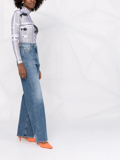 Shop Msgm Faded Straight-leg Jeans