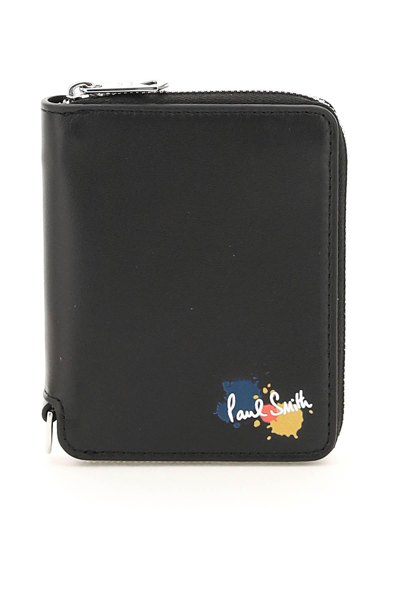 Shop Paul Smith 'paint Splatter' Zip-around Wallet In Black