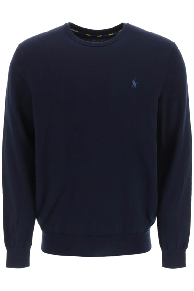 Shop Polo Ralph Lauren Cotton Sweater With Pony In Blue