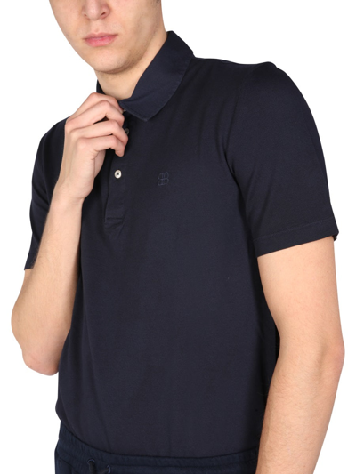 Shop Ballantyne Polo Shirt With Logo Embroidery In Blue