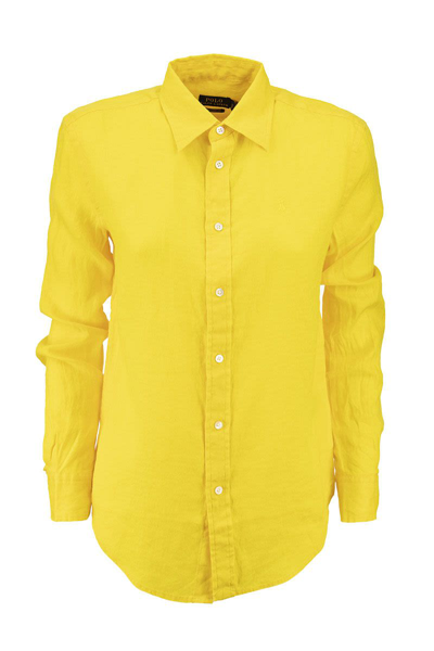 Shop Ralph Lauren Polo  Relaxed Fit Linen Shirt In Yellow