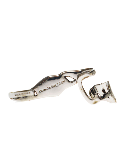 Shop Alexander Mcqueen Single Molten Brass Earring In Metallic